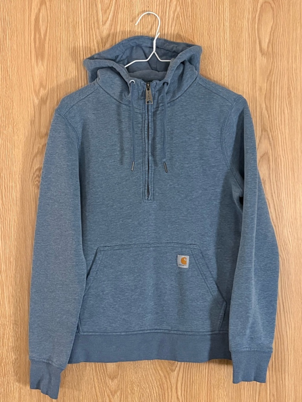 Carhartt Clarksburg Blue Heather 1/4 Zip Hooded Pullover Sweatshirt Jacket
